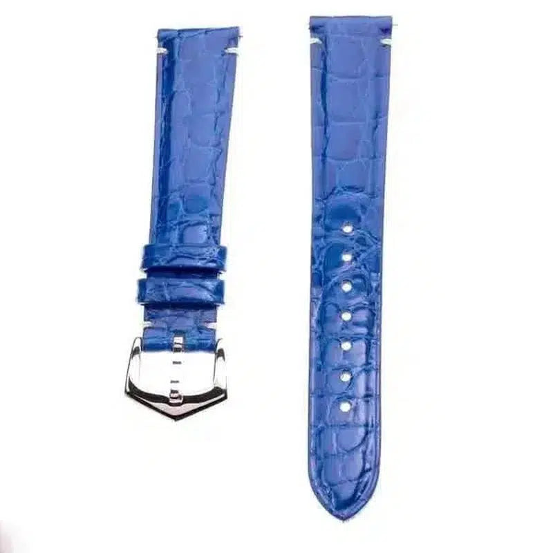 Millenium Light Blue Minimal Stitches Alligator Watch Strap - Milano Straps