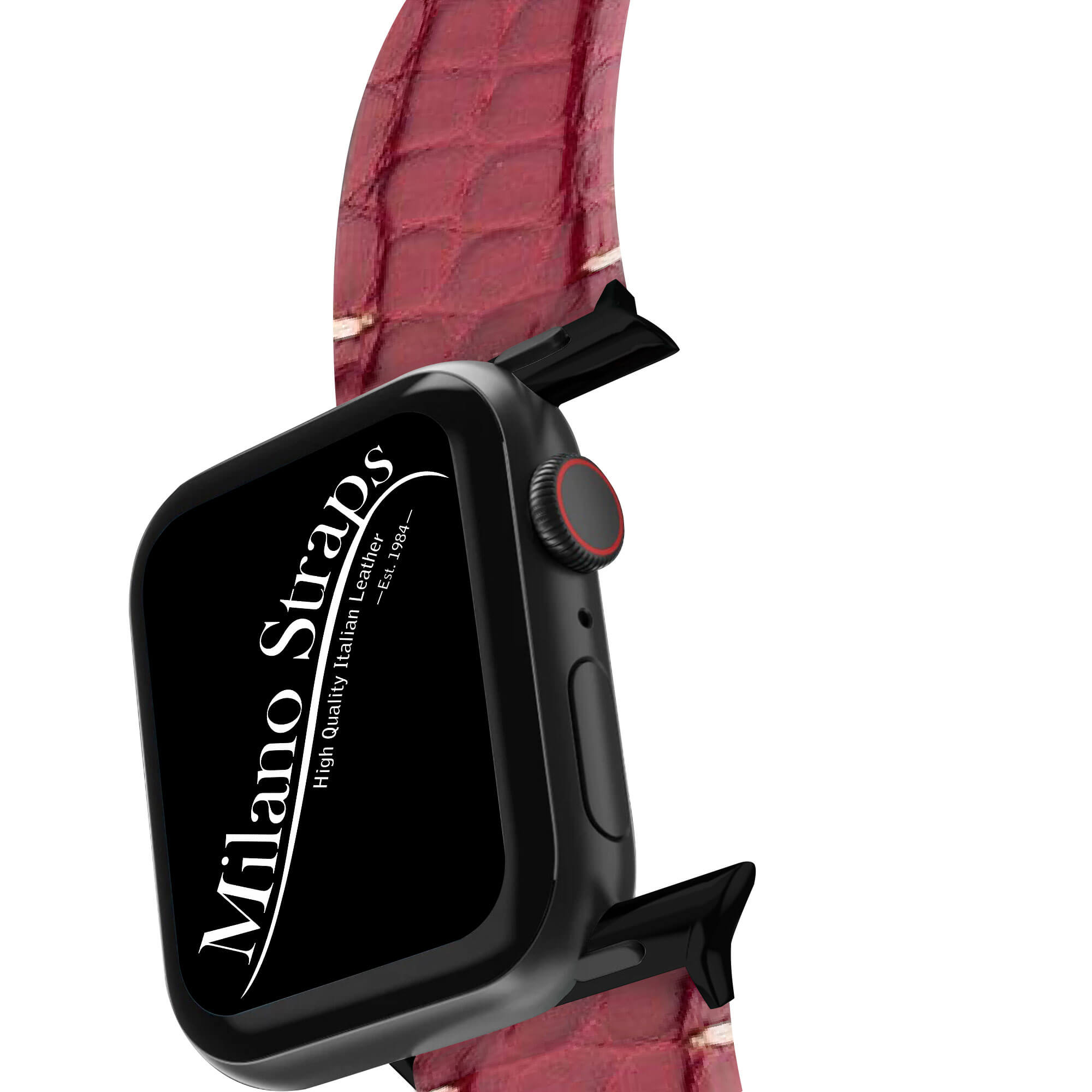 Apple Watch Leather Band ™ Burgundy Alligator Millennium Minimal Stitches Watch Strap - Milano Straps