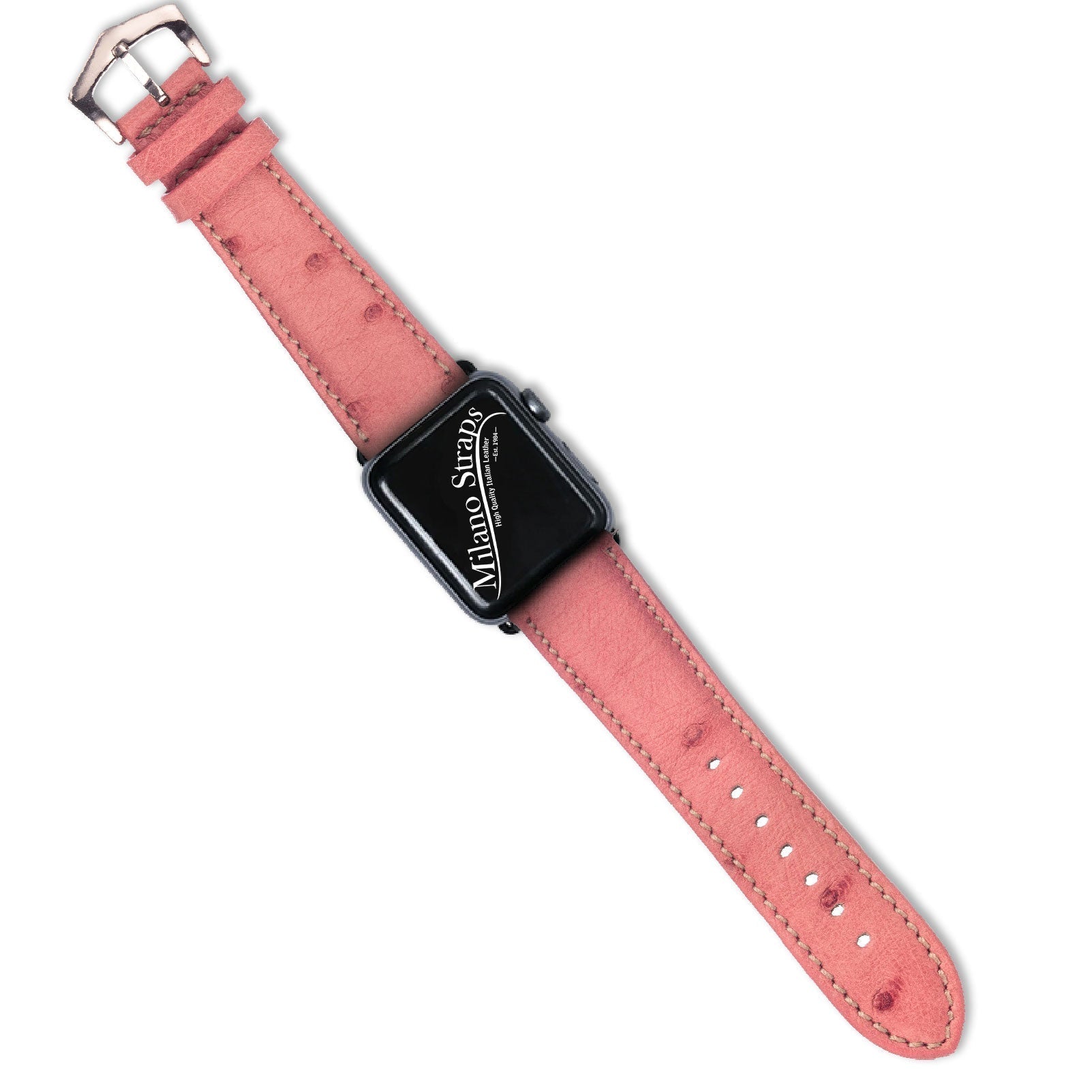 Pink Ostrich Leather NATO Watch Strap