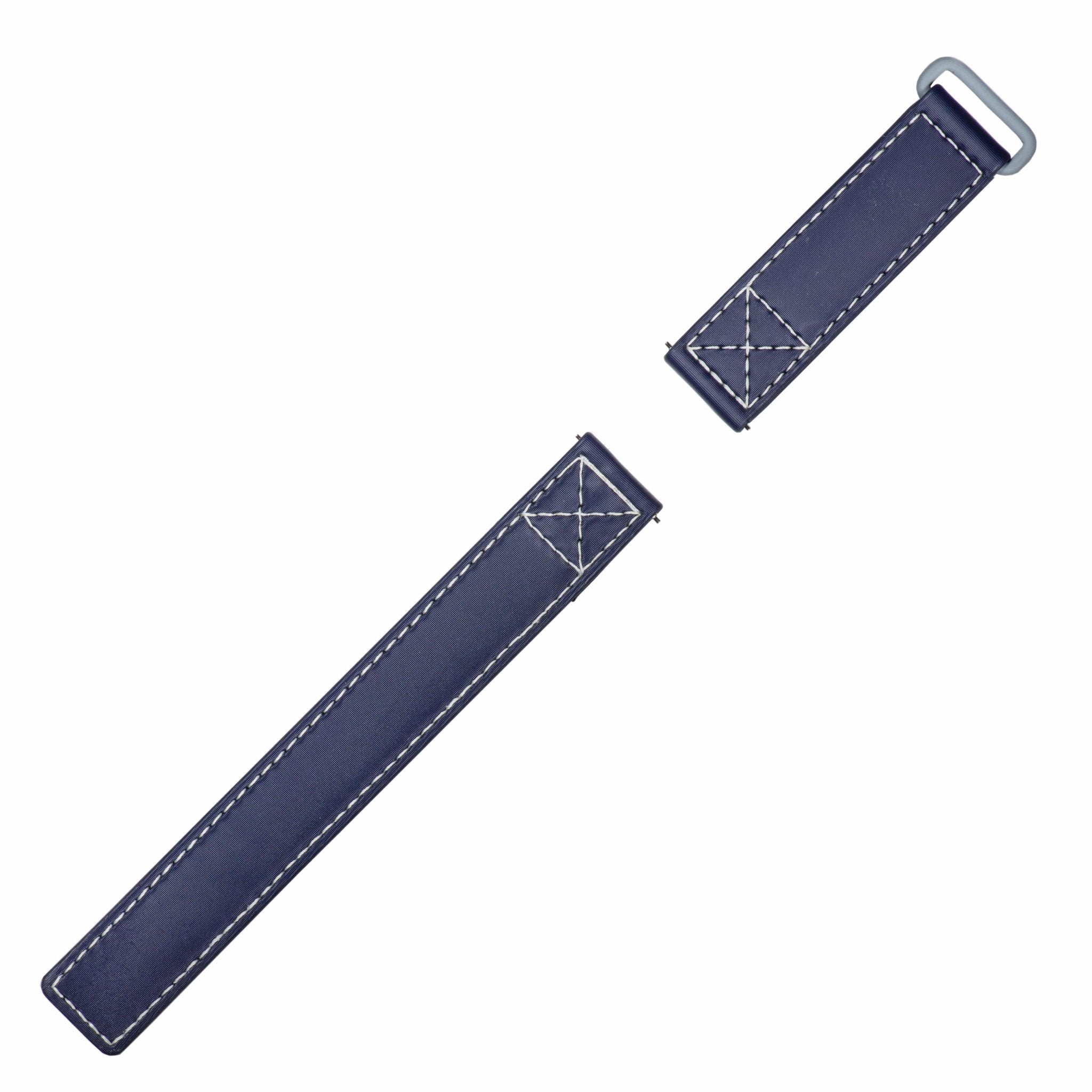 Blue Velcro® Watch Band Ecru Stitches - Milano Straps - #Watch Bands#