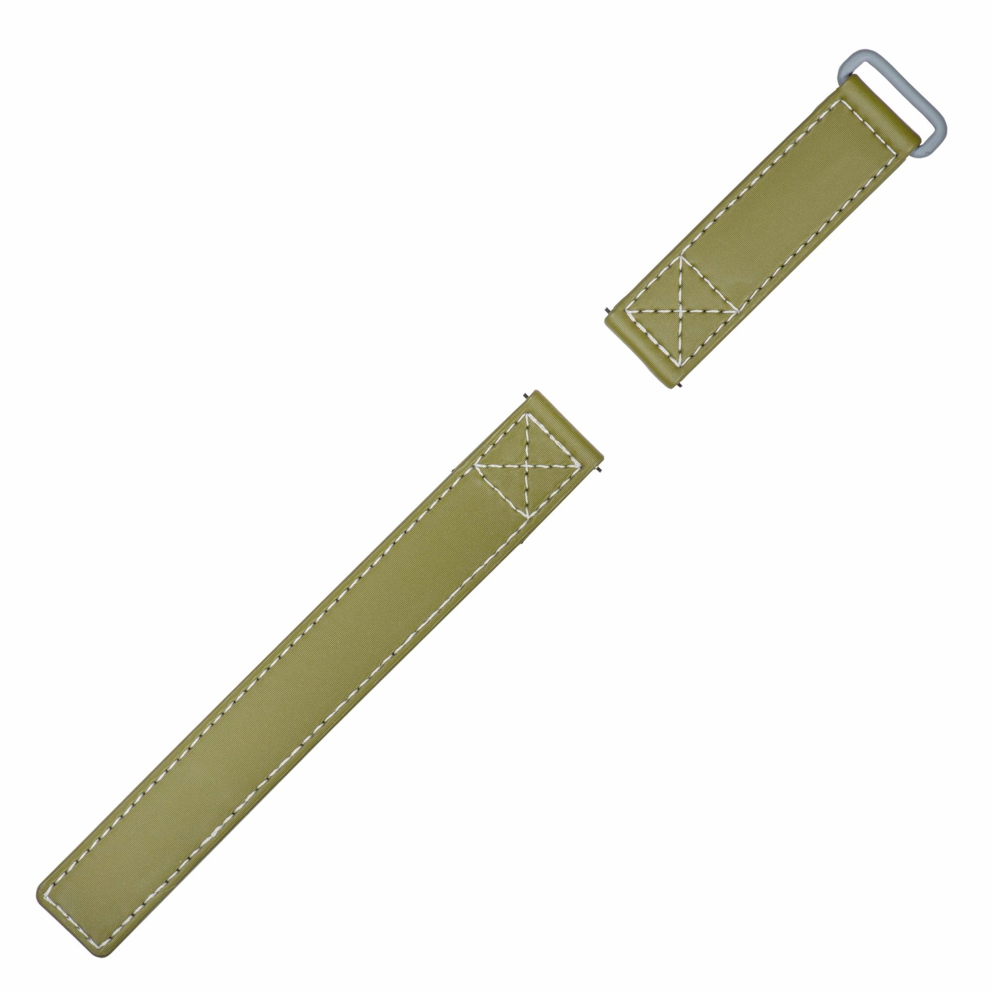Green Velcro® Watch Band Ecru Stitches - Milano Straps - #Watch Bands#