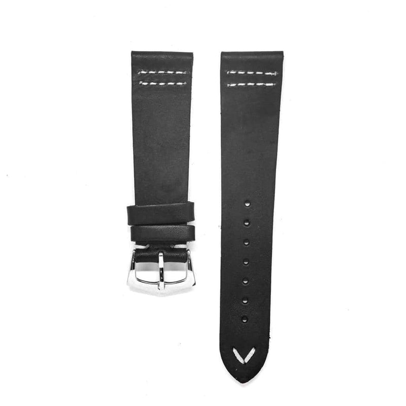 Black Vintage Leather Watch Strap -Black - Milano Straps