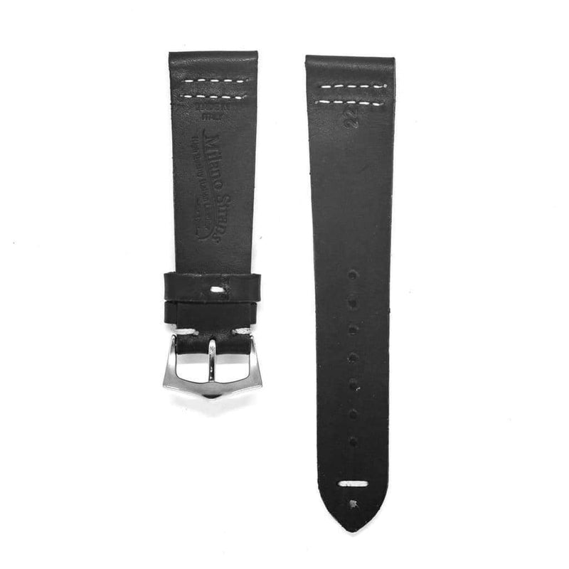 Black Vintage Leather Watch Strap -Black - Milano Straps