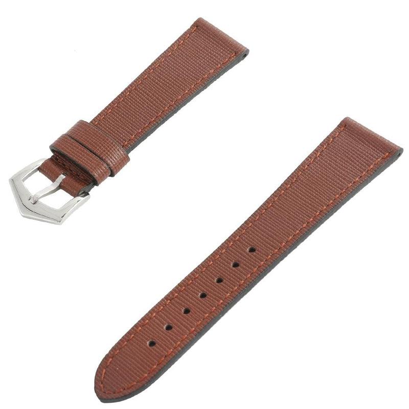 Brown Saffiano Leather Tone Stitching Watch Strap - Milano Straps