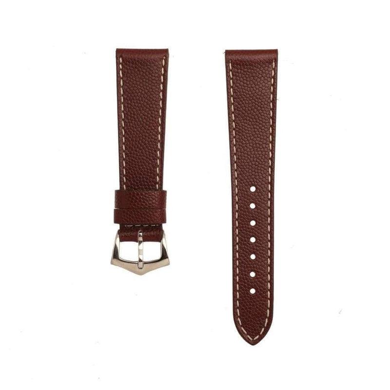 Burgundy Hammered Calfskin Ecru Stitches Watch strap - Milano Straps