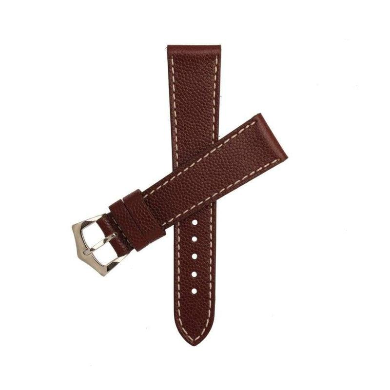 Burgundy Hammered Calfskin Ecru Stitches Watch strap - Milano Straps