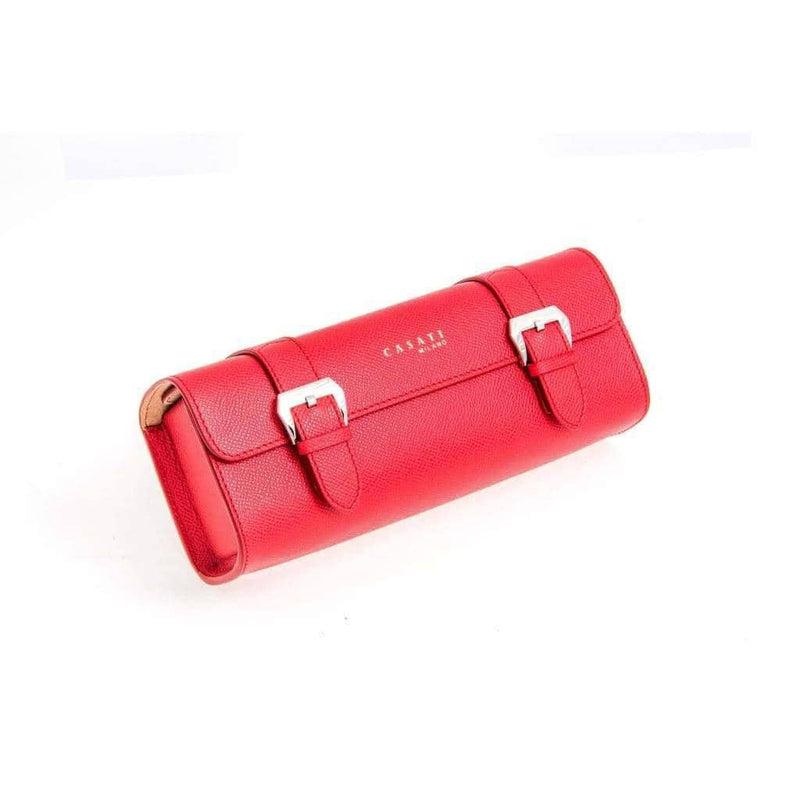 Casati Milano Travel Case Rectangular Epsom Leather Color Red - Milano Straps