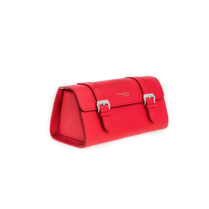 Casati Milano Travel Case Triangular Epsom Leather Red color - Milano Straps