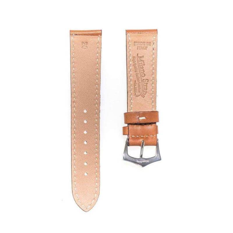 Cognac Barenia Leather Flat Watch Strap - Milano Straps