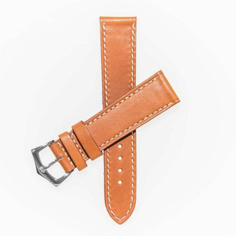 Cognac Barenia Leather Flat Watch Strap - Milano Straps