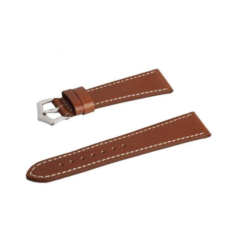 Cognac Hammered Calfskin Ecru Stitches Watch strap - Milano Straps