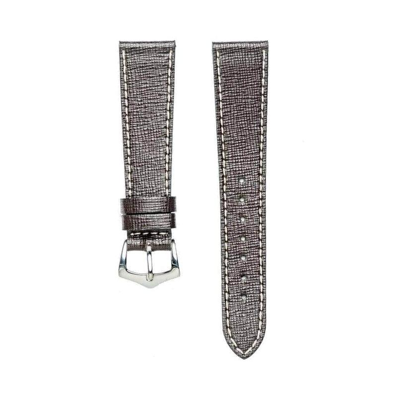 Dark Brown Saffiano Leather Watch Strap - Milano Straps
