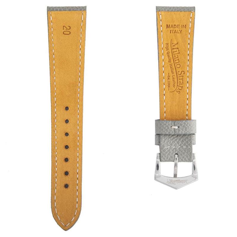 Grey Hammered Calfskin Ecru Stitches Watch strap - Milano Straps