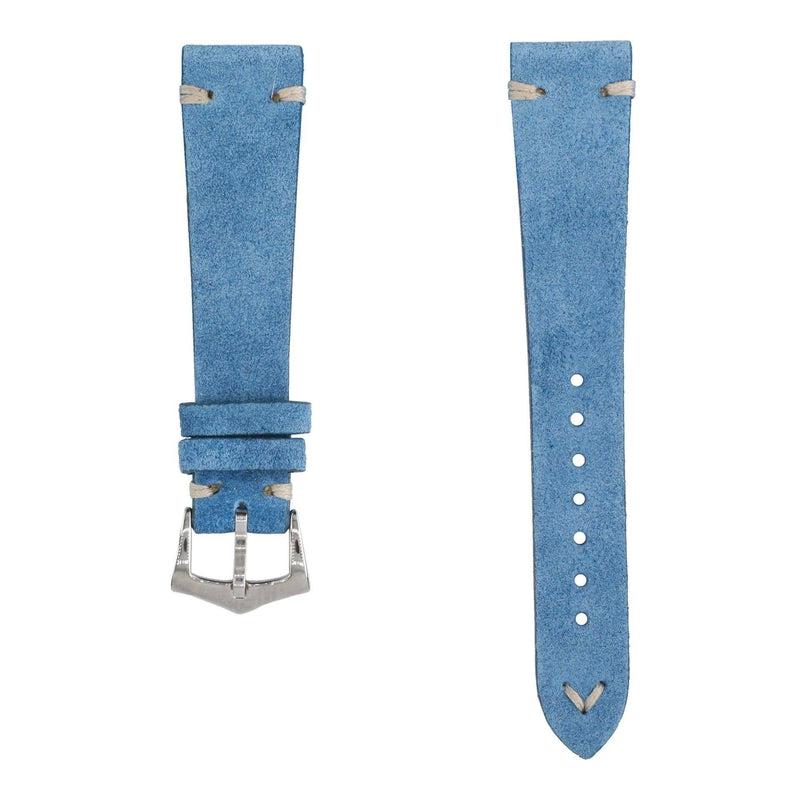 Light Blu Suede Vintage Leather Watch Strap - Milano Straps