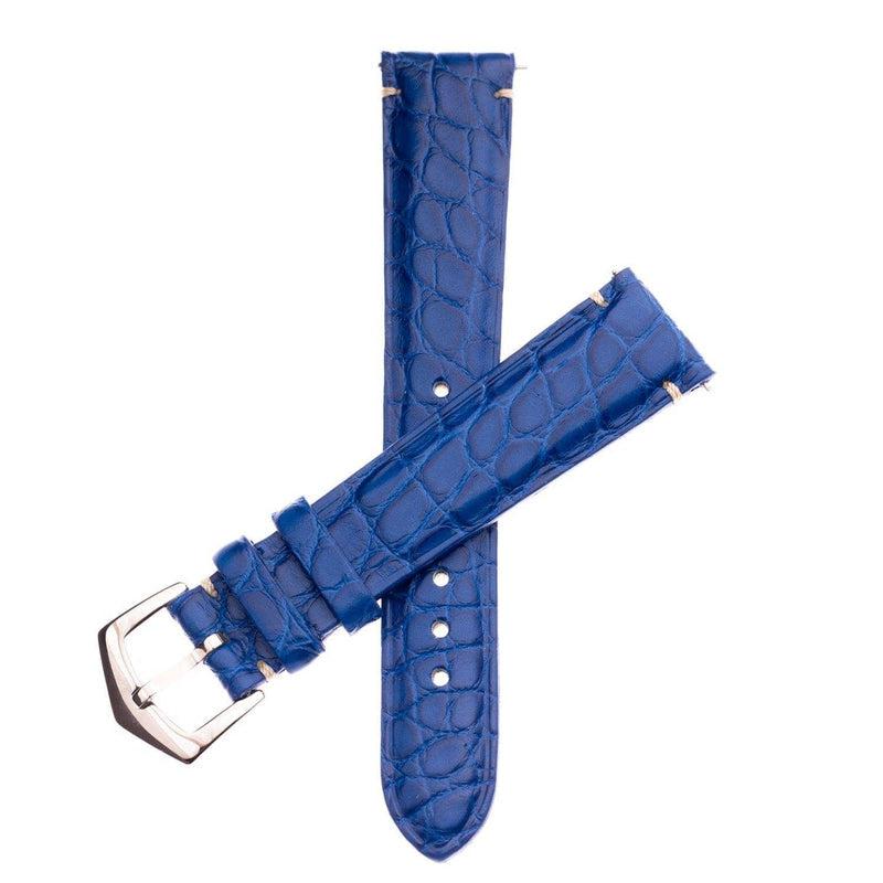 Matt Light Blue Alligator Minimal Stitches Watch Strap - Milano Straps