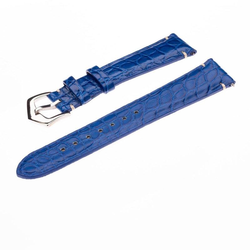 Millenium Light Blue Minimal Stitches Alligator Watch Strap - Milano Straps