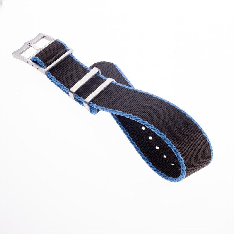 Nato Watch Strap Black - Blue- Single Pass Tudor Style -100% Recycled - Milano Straps