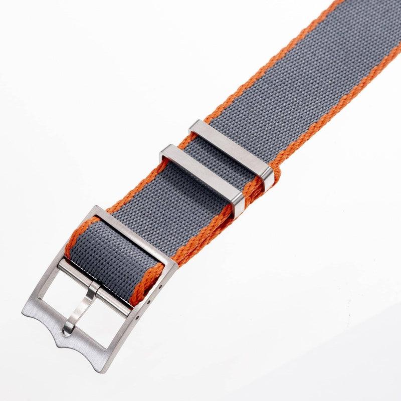 Nato Watch Strap Grey-Orange - Tudor Watch Style - 100% Recycled - Milano Straps