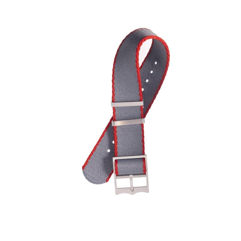 Nato Watch Strap Grey-Red - Tudor Watch Style - 100% Recycled - Milano Straps