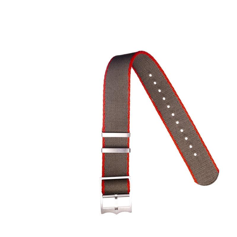 Nato Watch Strap Military Green -Red - Tudor Watch Style - 100% Recycled - Milano Straps