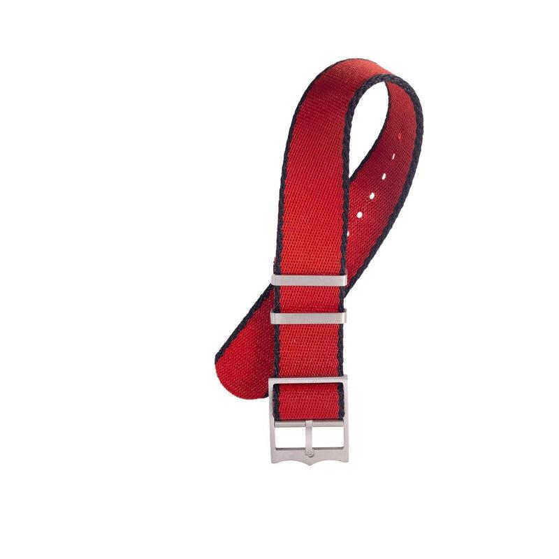 Nato Watch Strap Red - Black- Tudor Watch Style - 100% Recycled - Milano Straps