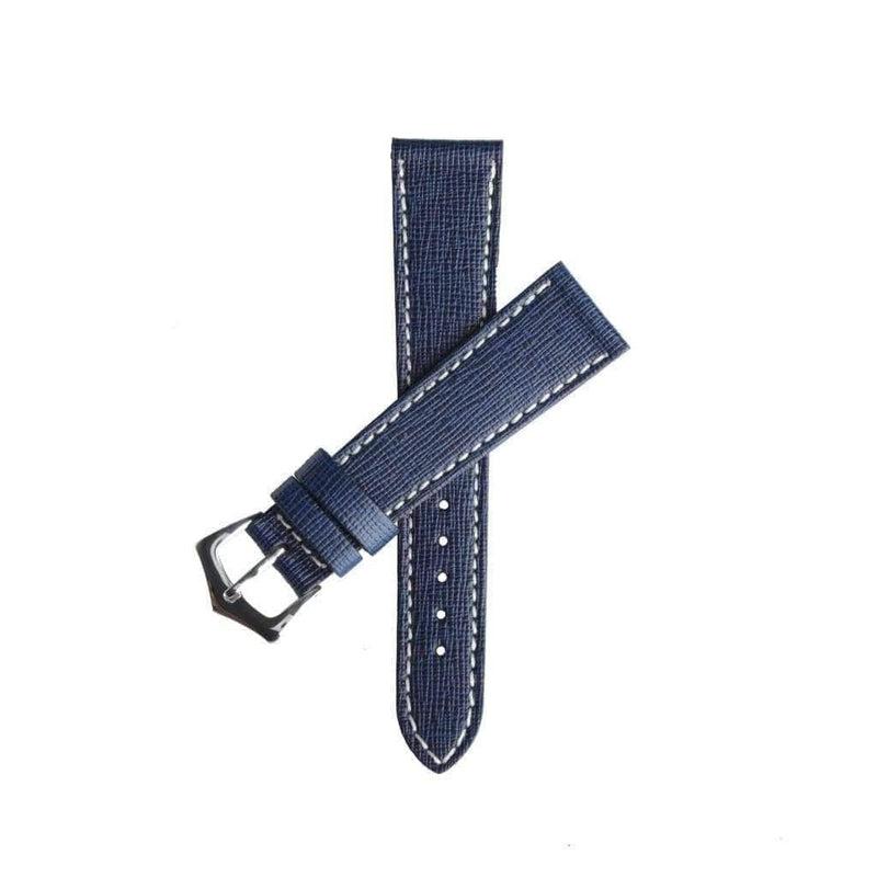 Navy Blu Saffiano Leather Watch Strap - Milano Straps