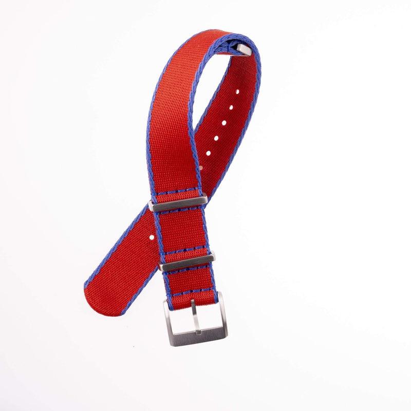 Recycled NATO Strap Red Blue Borders - Milano Straps