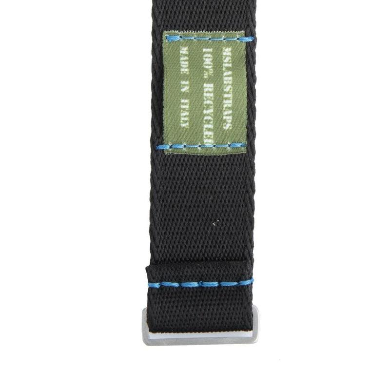 Recycled NATO Watch Strap - Black Blue Stitches - Milano Straps