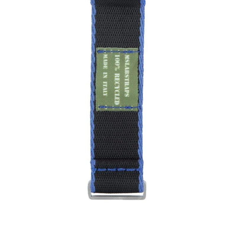 Recycled NATO Watch Strap - Black Light Blu Borders - Milano Straps