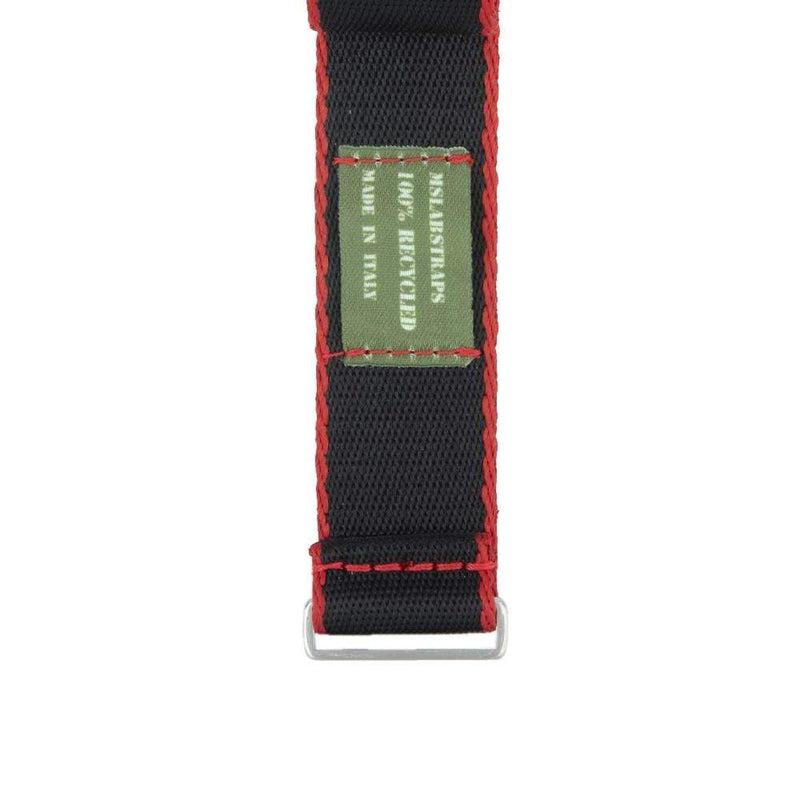 Recycled Nylon Military Watch Strap - Black Red Borders