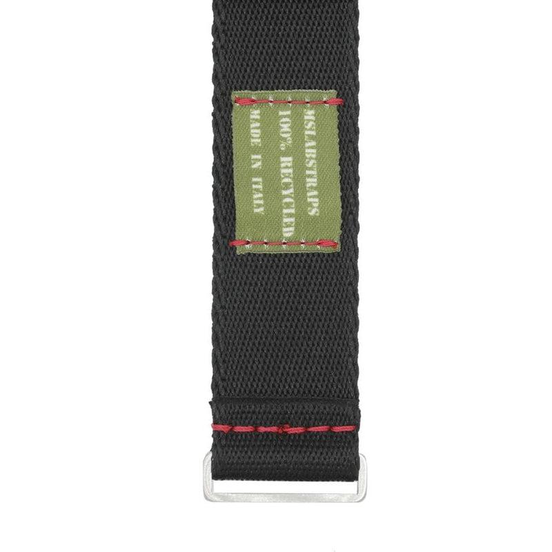 Recycled NATO Watch Strap - Black Red Stitches - Milano Straps