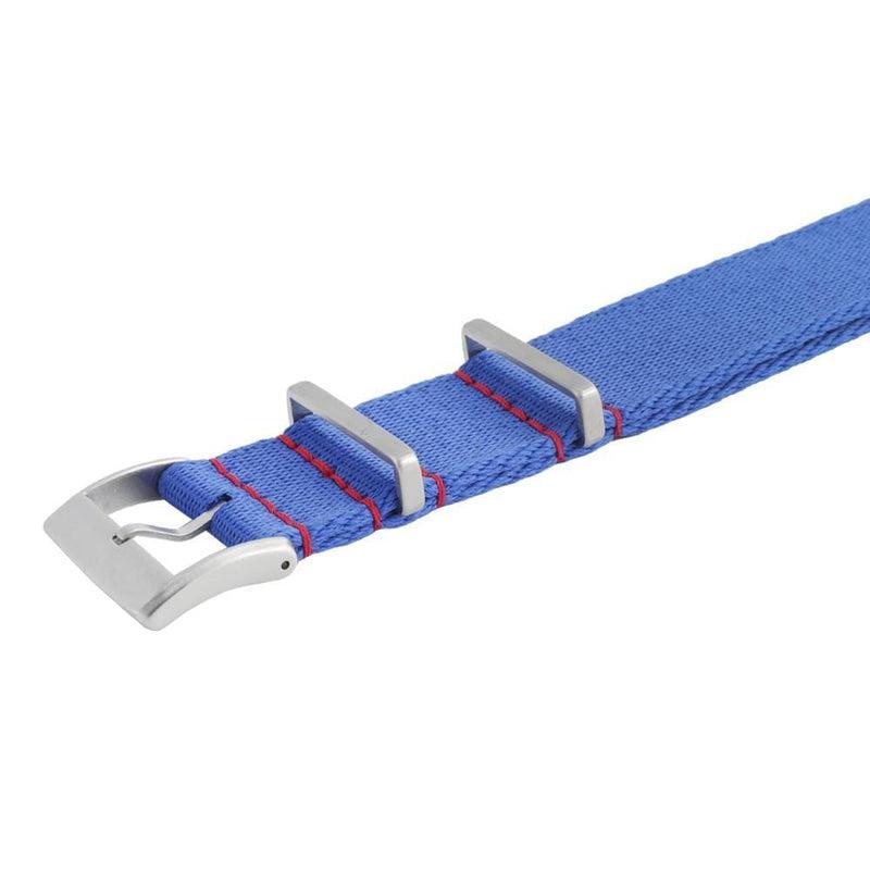 Recycled NATO Watch Strap - Blu light Red Stitches - Milano Straps