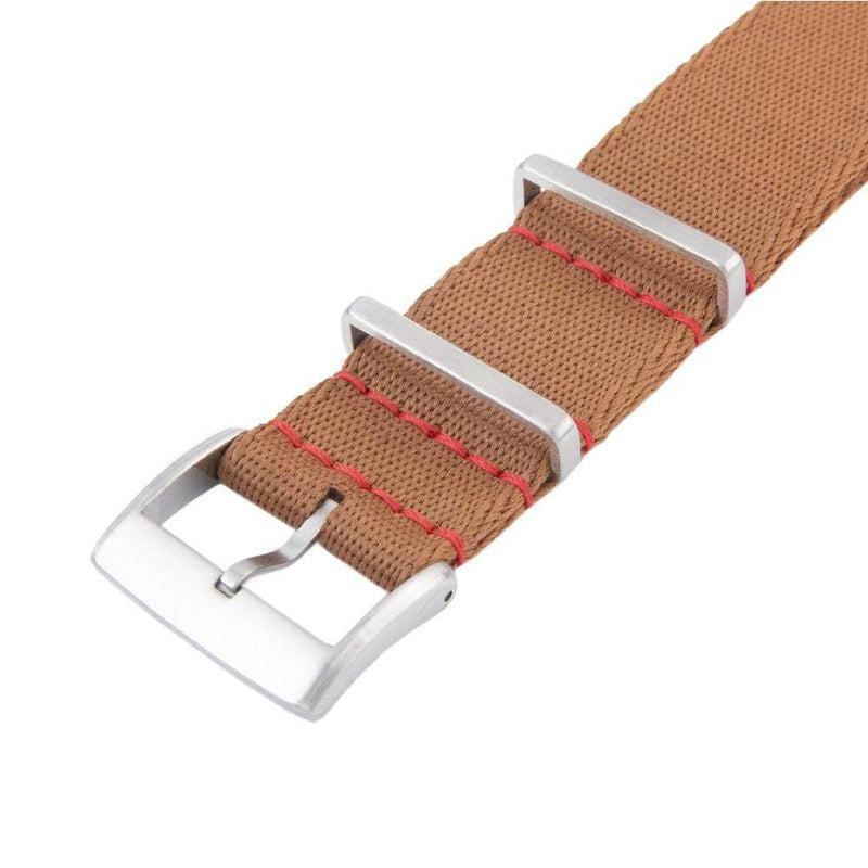 Recycled NATO Watch Strap - Brown Red Stitches - Milano Straps