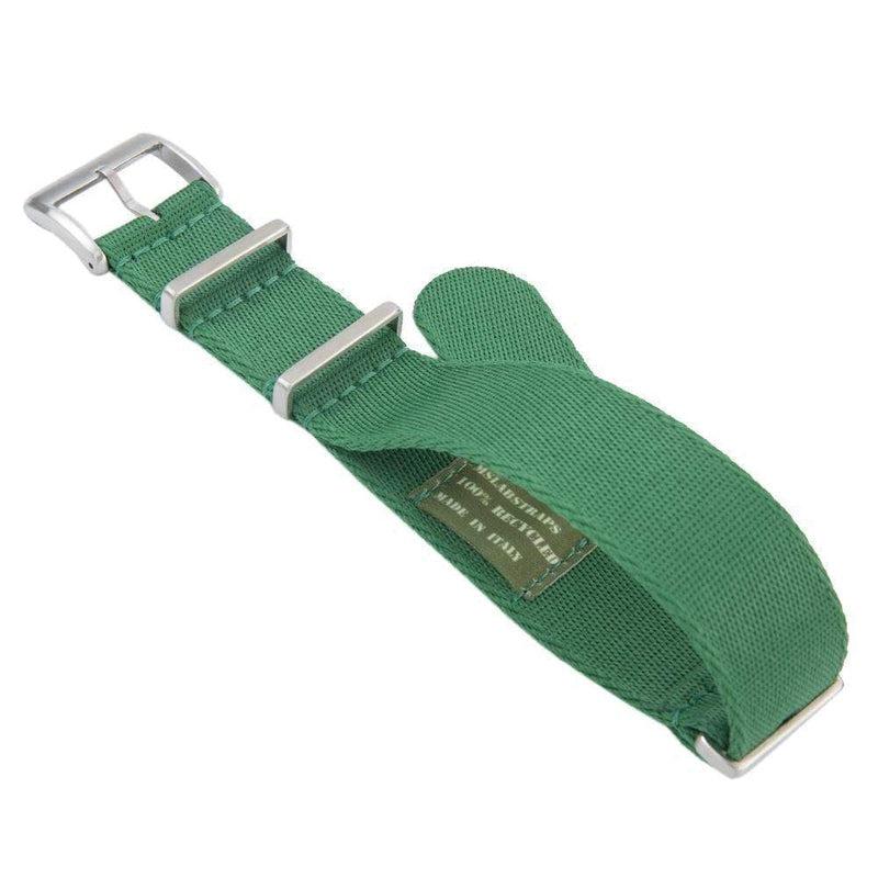 Recycled NATO Watch Strap - Green -GREEN STITCHES - Milano Straps