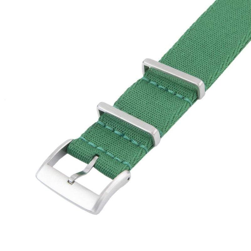 Recycled NATO Watch Strap - Green -GREEN STITCHES - Milano Straps