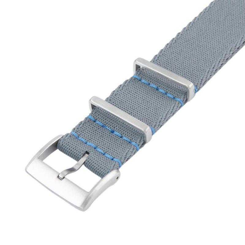 Recycled NATO Watch Strap - Grey Light Blu Stitches - Milano Straps