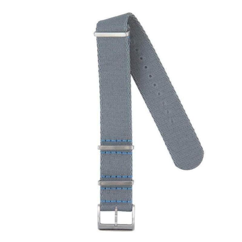 Recycled NATO Watch Strap - Grey Light Blu Stitches - Milano Straps