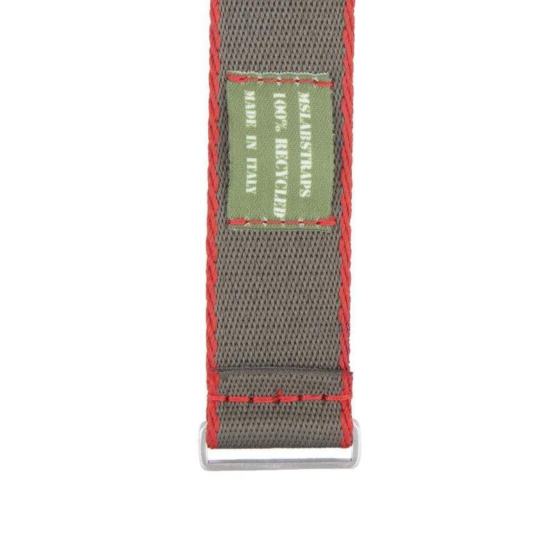 Recycled NATO Watch Strap - Grey Red Border - Milano Straps