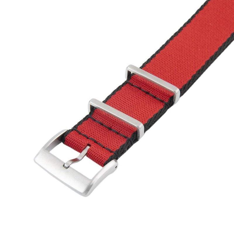 Recycled NATO Watch Strap - Red Black Borders - Milano Straps