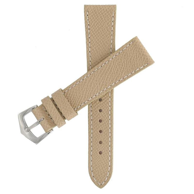 Sand Hammered Calfskin Ecru Stitches Watch strap - Milano Straps