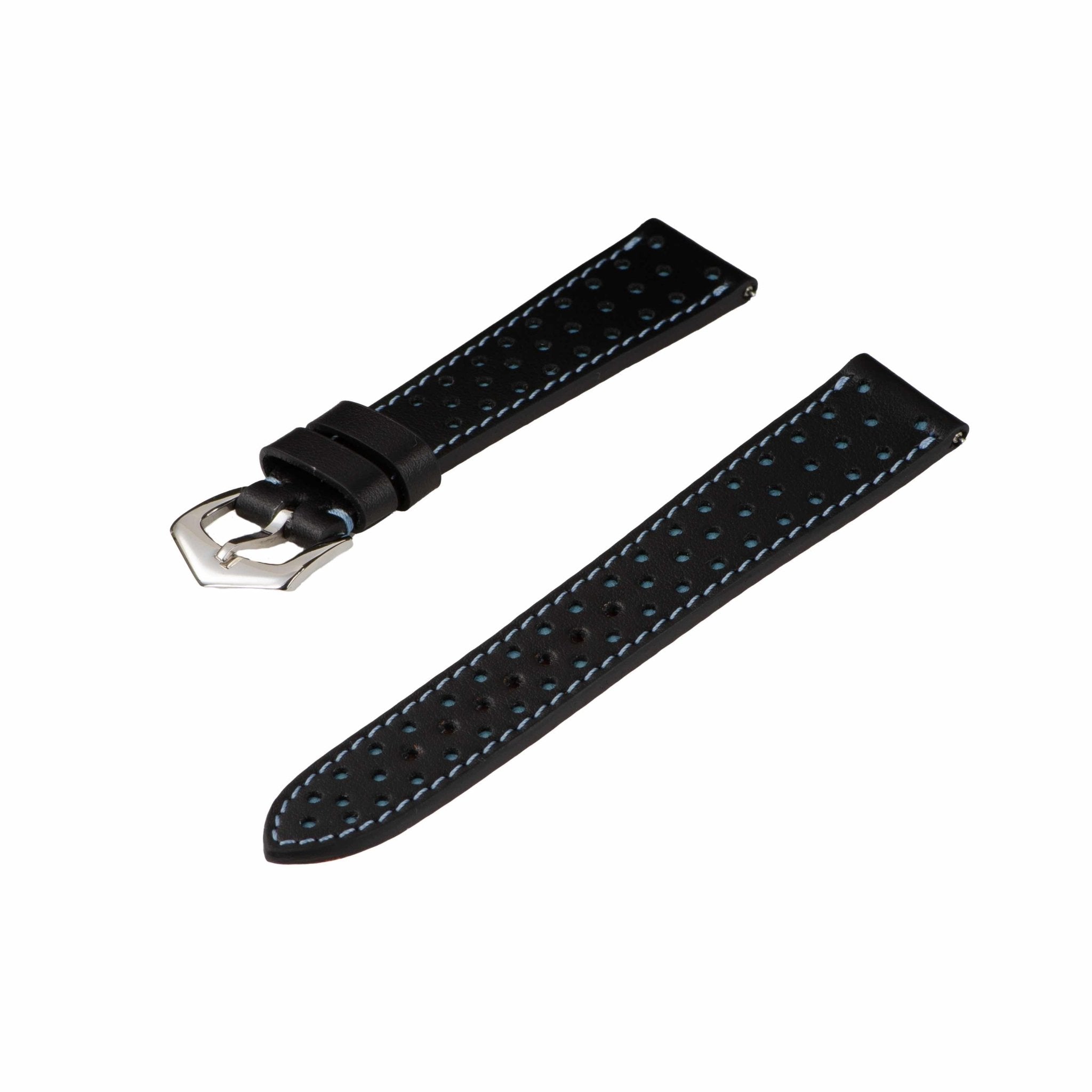 Black & Blue "Driver" Leather Watch Strap