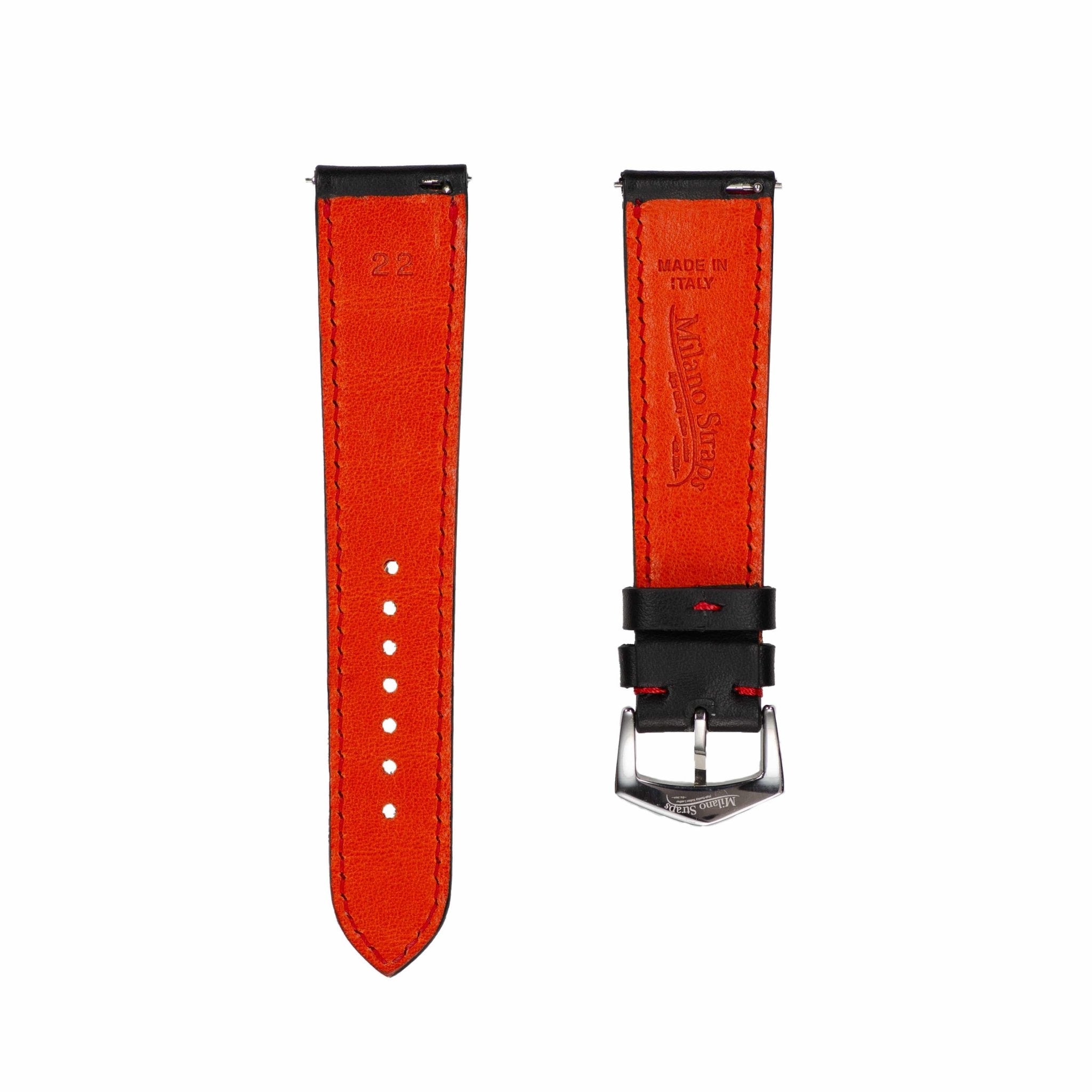 Black & Red "Driver" Leather Watch Strap