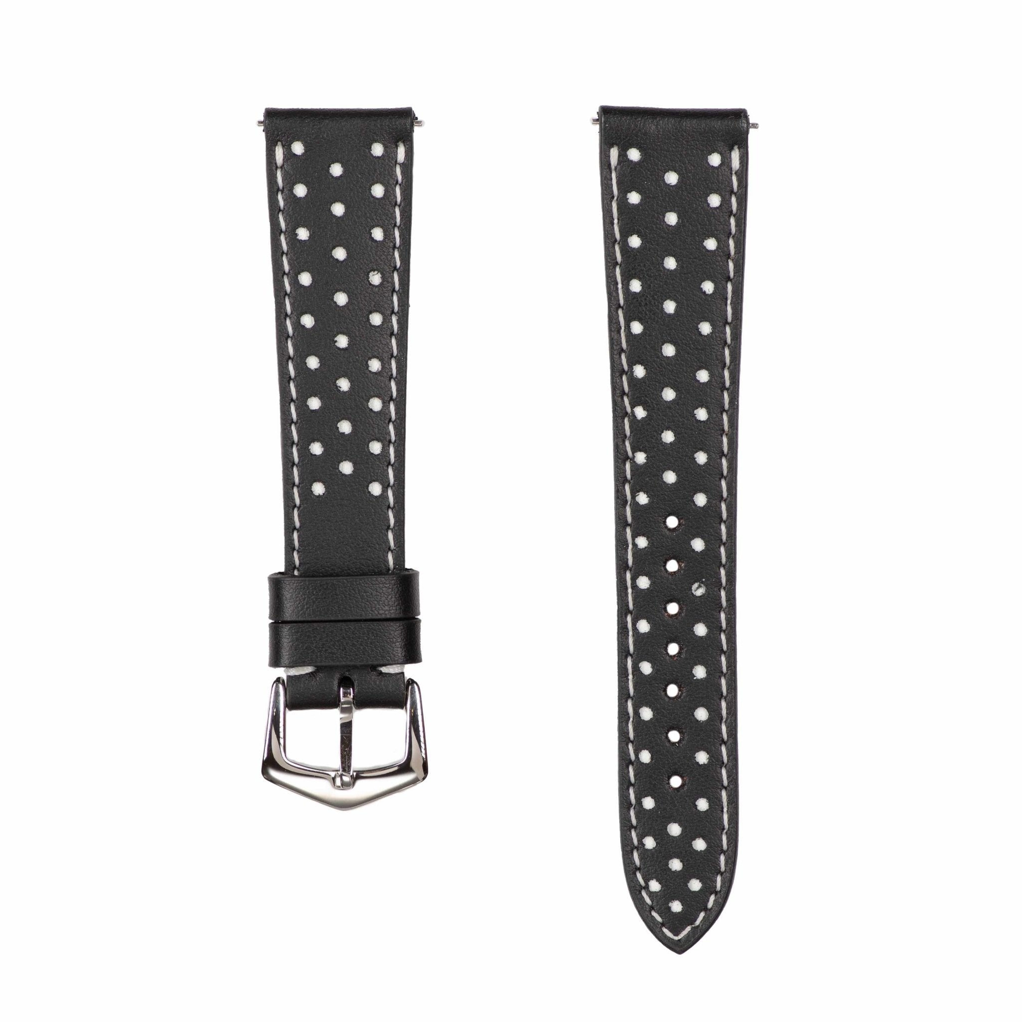 Black & White "Driver" Leather Watch Strap