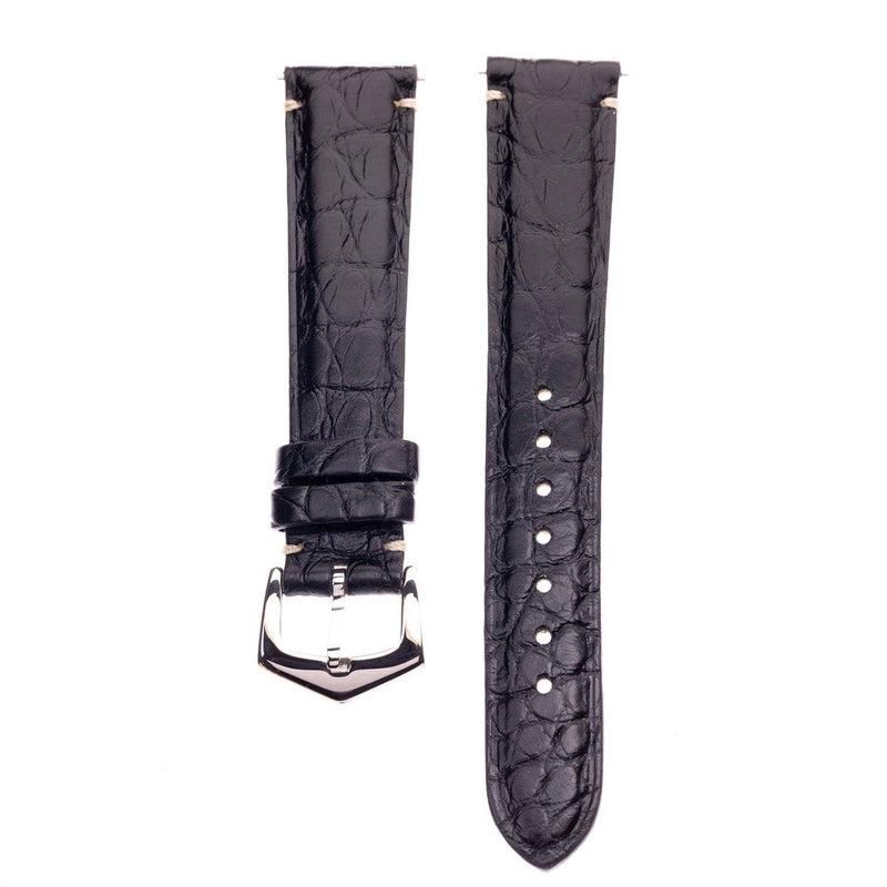 Apple Watch Leather Band ™ Black Alligator Minimal Stitches - Milano Straps
