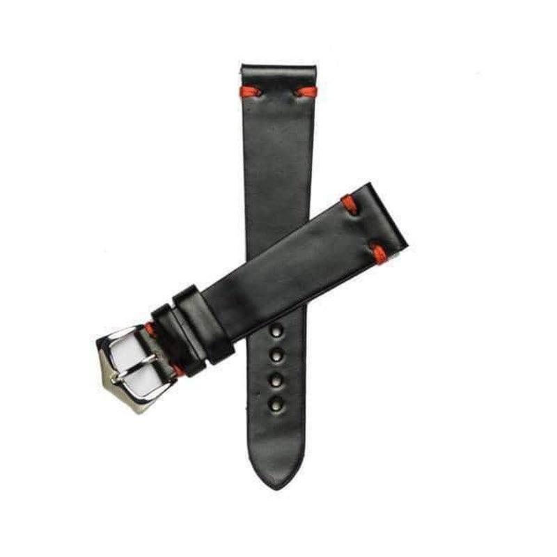 Apple Watch Leather Band ™ Black Cordovan Red Stitches - Milano Straps
