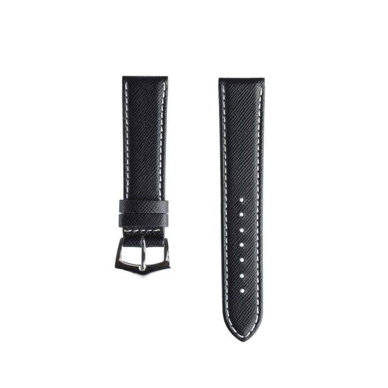 Apple Watch Leather Band ™ Black Saffiano Ecru Stitches - Milano Straps