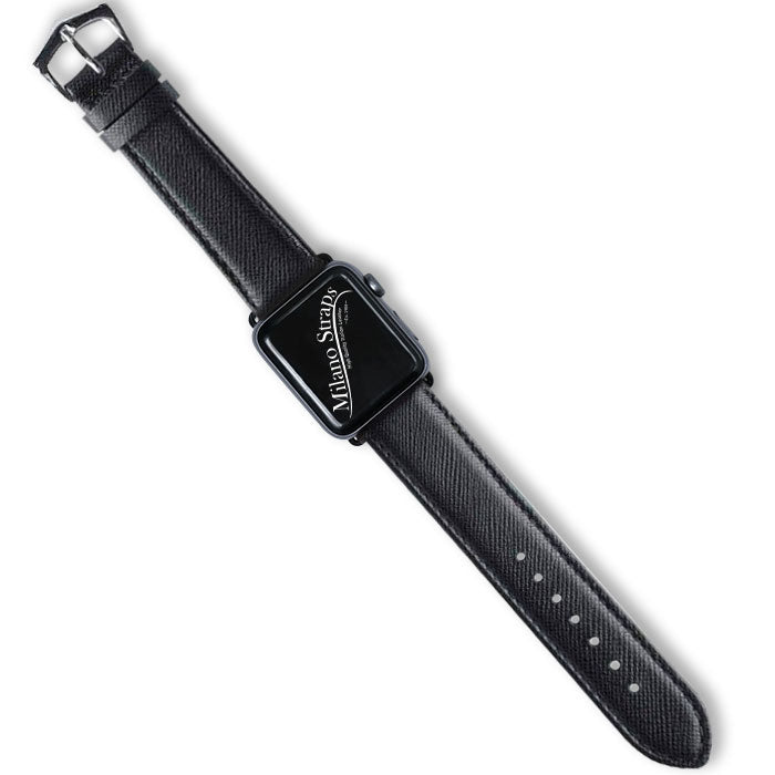 Apple Watch Leather Band ™ Black Saffiano Tone Stitches - Milano Straps