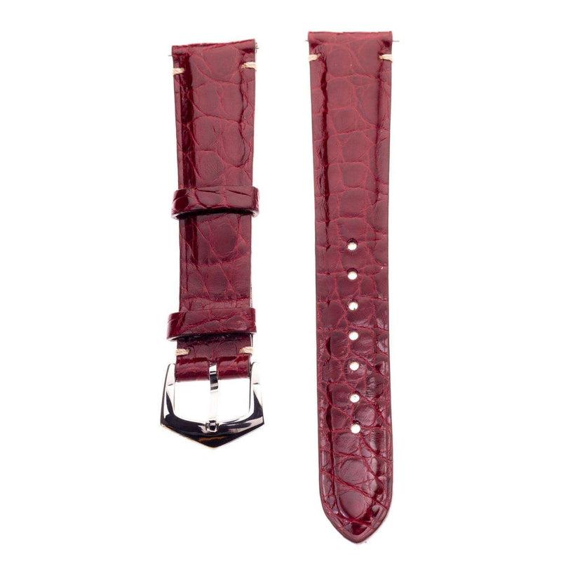 Apple Watch Leather Band ™ Burgundy Alligator Millennium Minimal Stitches Watch Strap - Milano Straps