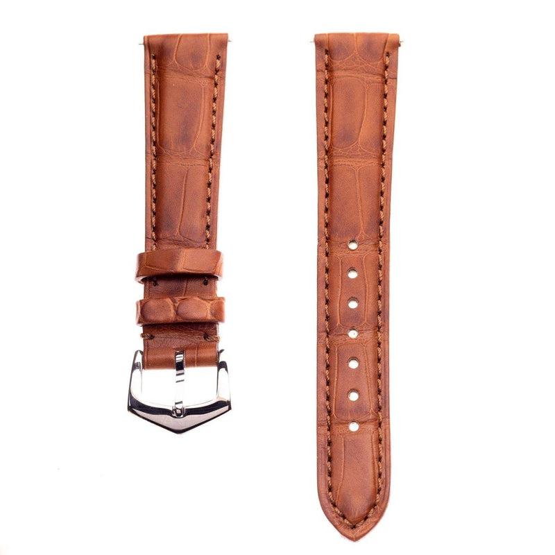 Apple Watch Leather Band ™ Cognac Matt Alligator Watch Band - Milano Straps