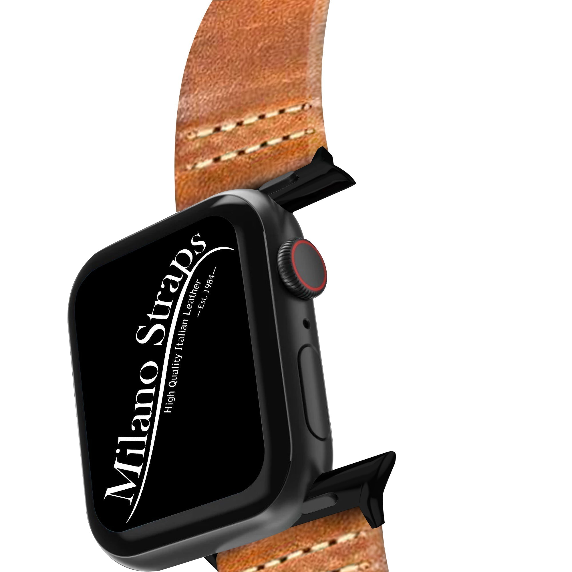 Apple Watch Leather Band ™ Cognac Vintage Double Stitching - Milano Straps